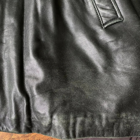 DANIER Oversized Long Black Cinched Waist Authentic Leather Jacket Coat Size L - Picture 9 of 16